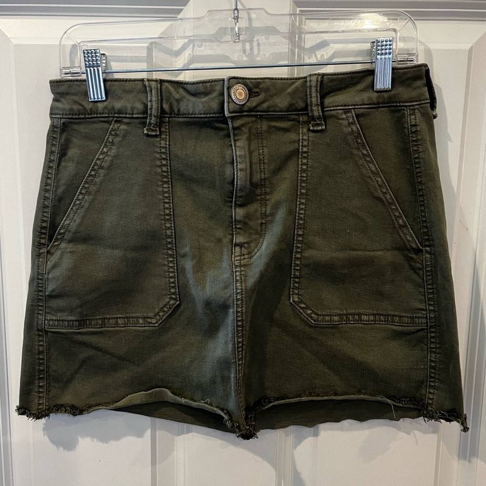 American Eagle Army Green Super Stretch X Mini Skirt Size 8
